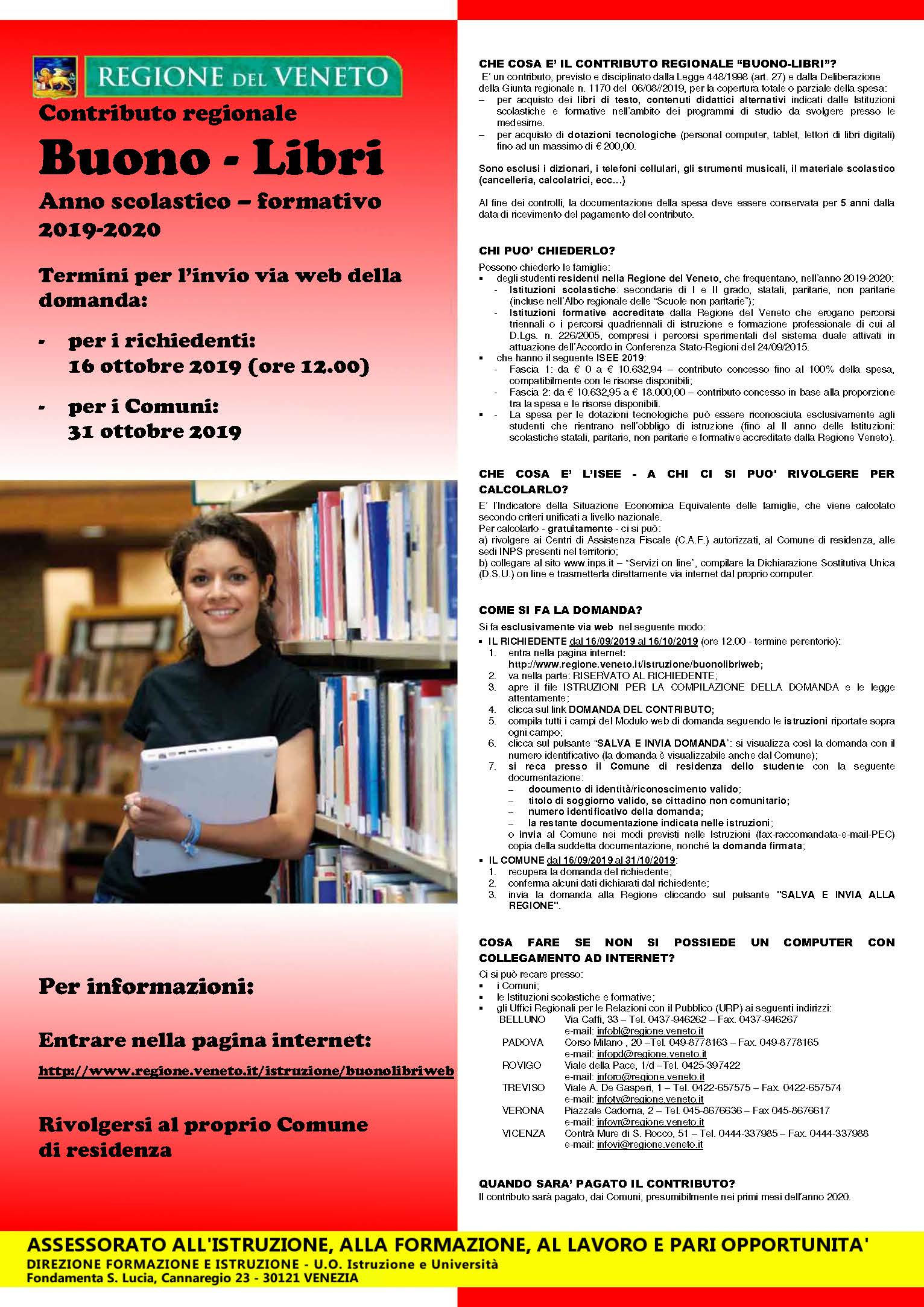 CONTRIBUTO REGIONALE BUONO LIBRI A.S. 2019/2020