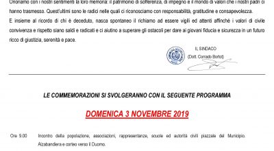MANIFESTAZIONI CELEBRATIVE  DEL 4 NOVEMBRE  Festa dell’Unità Nazionale – Festa delle Forze Armate