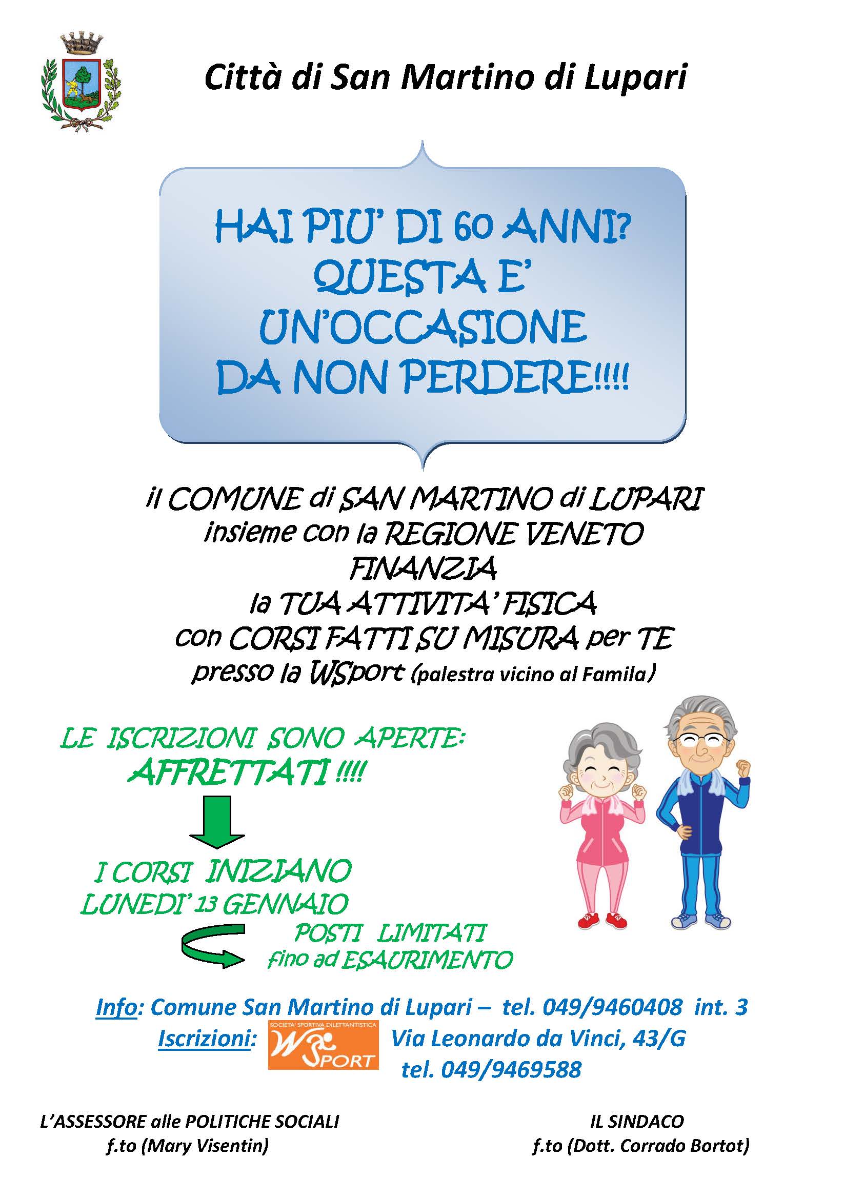 CORSI DI ATTIVITA’ FISICA PER PERSONE CON PIU’ DI 60 ANNI