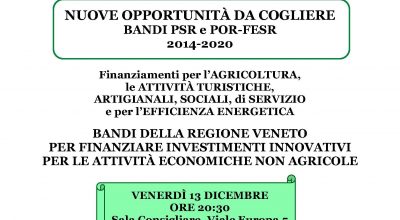 NUOVE OPPORTUNITA’ DA COGLIERE BANDI PSR e POR-FESR 2014-2020