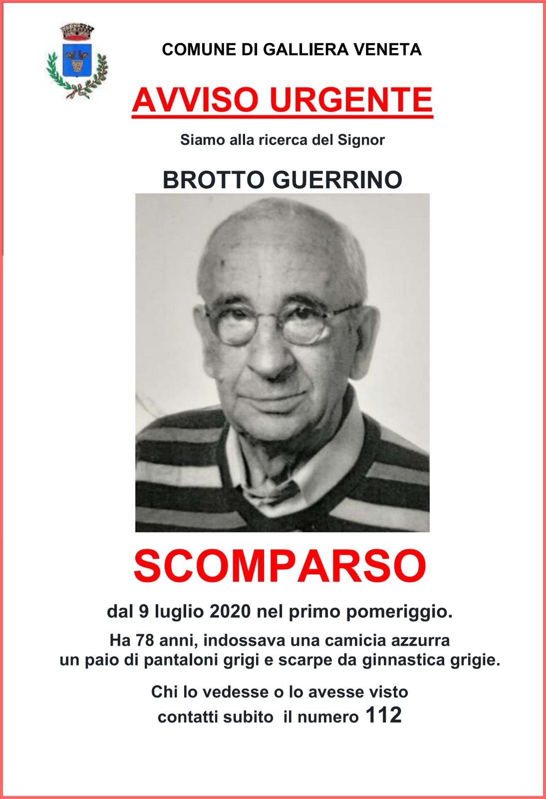 Su richiesta dell’Amministrazione Comunale di Galliera Veneta si pubblica l’avviso in allegato.