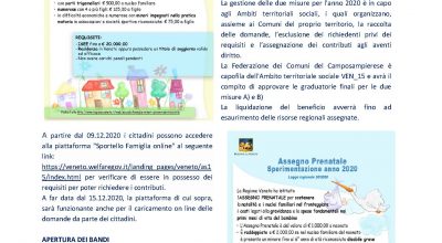 INTERVENTI A FAVORE FAMIGLIE FRAGILI E ASSEGNO PRENATALE ANNO 2020