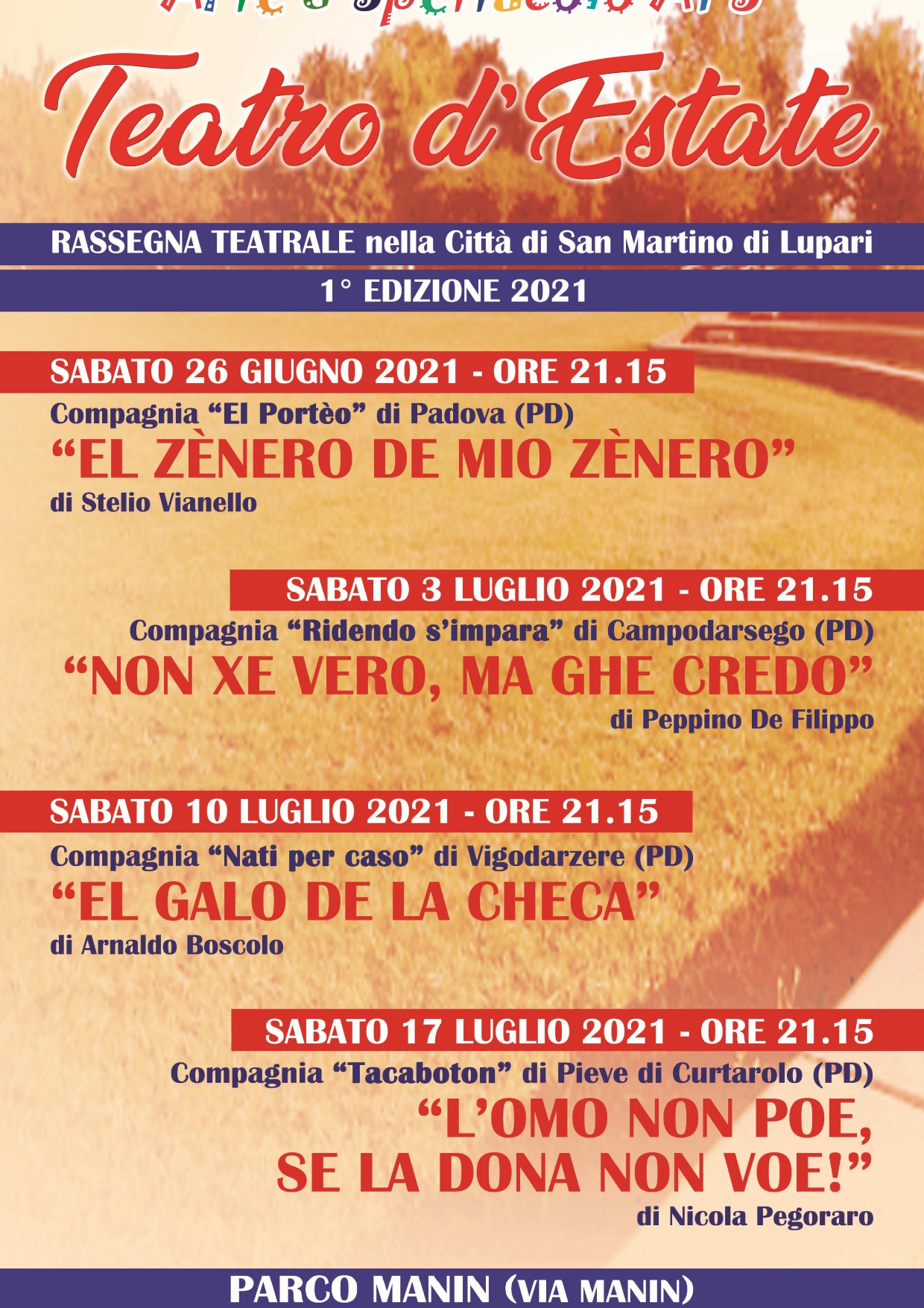 1^ EDIZIONE 2021 DELLA RASSEGNA “TEATRO D’ESTATE”