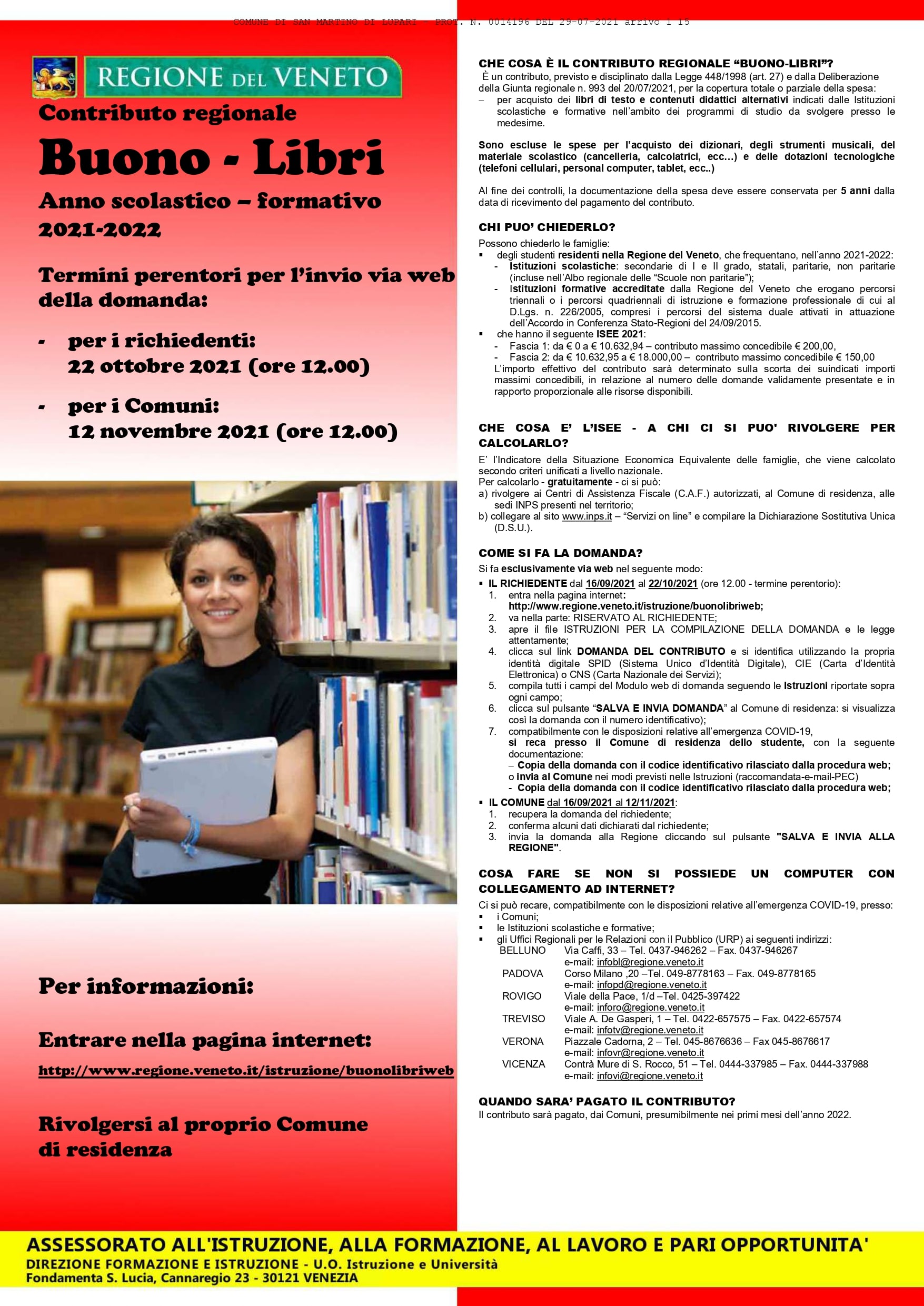 CONTRIBUTO REGIONALE BUONO LIBRI A.S. 2021-2022