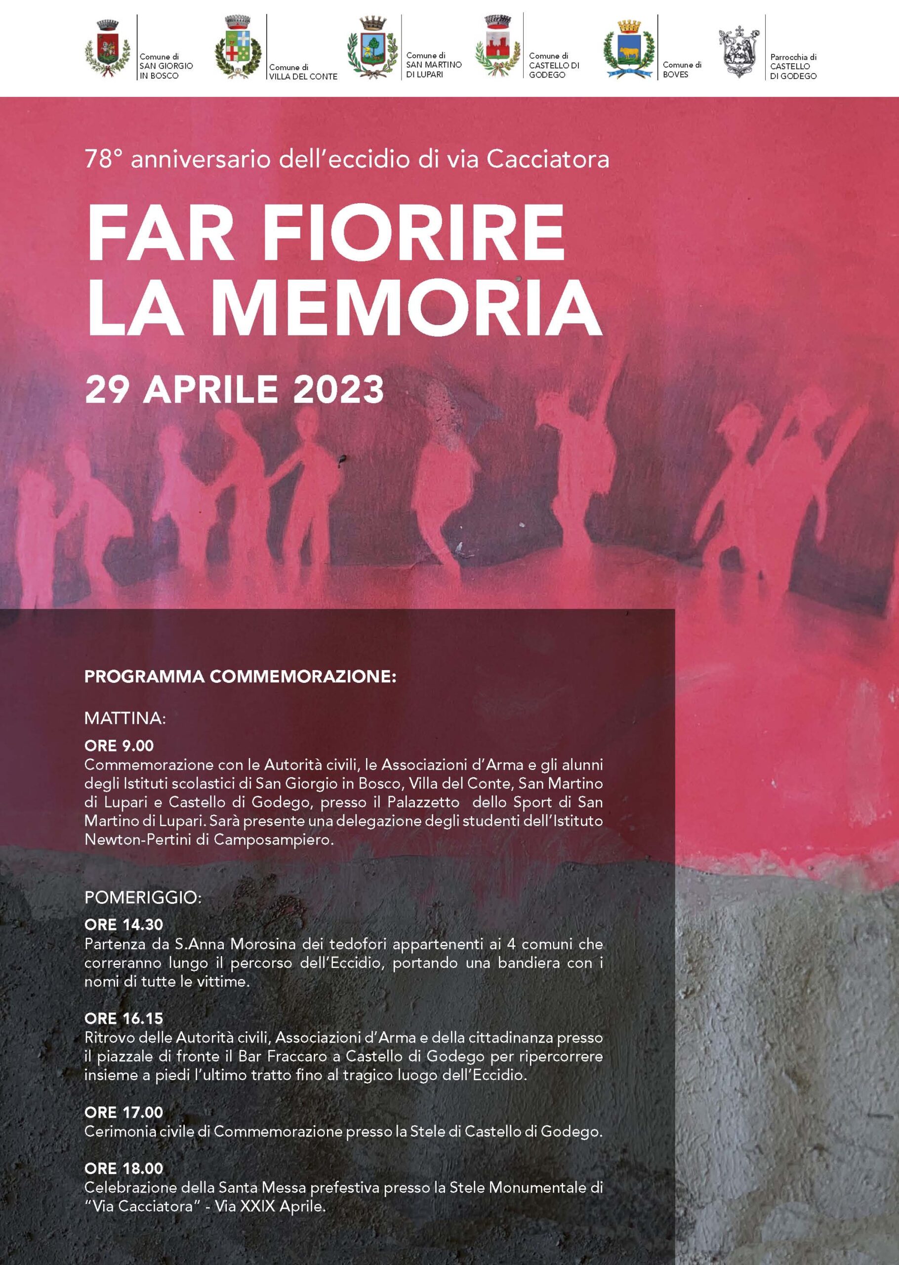 78° anniversario dell’eccidio di via Cacciatora  – FAR FIORIRE LA MEMORIA – 29 APRILE 2023
