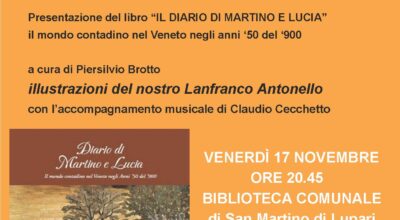 Incontro con l’autore: “IL DIARIO DI MARTINO E LUCIA. Il mondo contadino nel Veneto negli anni ’50 del ‘900” di Piersilvio Brotto