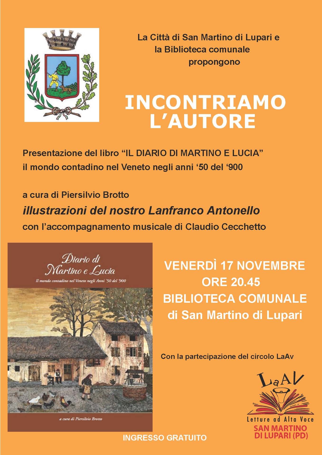 Incontro con l’autore: “IL DIARIO DI MARTINO E LUCIA. Il mondo contadino nel Veneto negli anni ’50 del ‘900” di Piersilvio Brotto