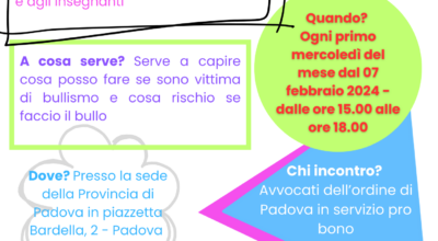 SPORTELLO GRATUITO PER VINCERE IL BULLISMO