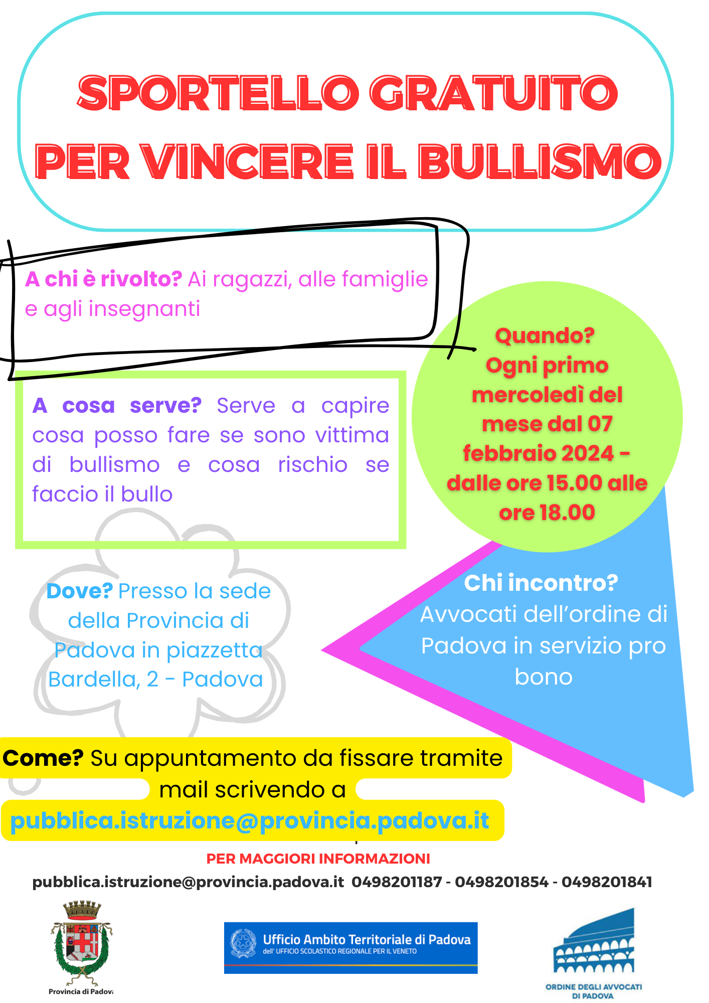 SPORTELLO GRATUITO PER VINCERE IL BULLISMO