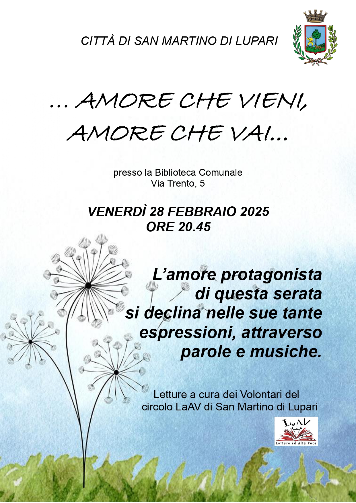 RECITAL DAL TITOLO “AMORE CHE VIENI, AMORE CHE VAI”